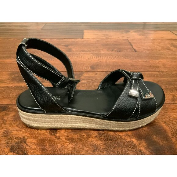 Michael Kors Ripley Black Leather Espadrilles Platform Sandal, Size 8, NIB! - Picture 1 of 11